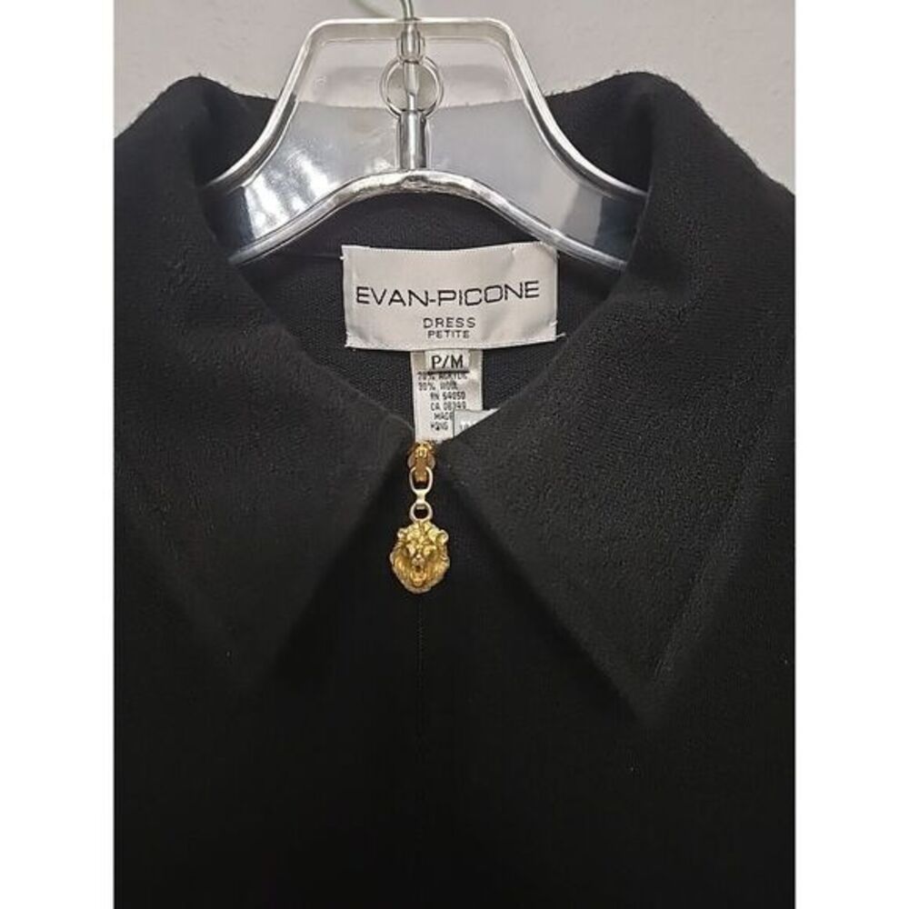 Evan Picone‎ Black DressWool blend Knit Zip Front size P/M - Picture 2 of 6